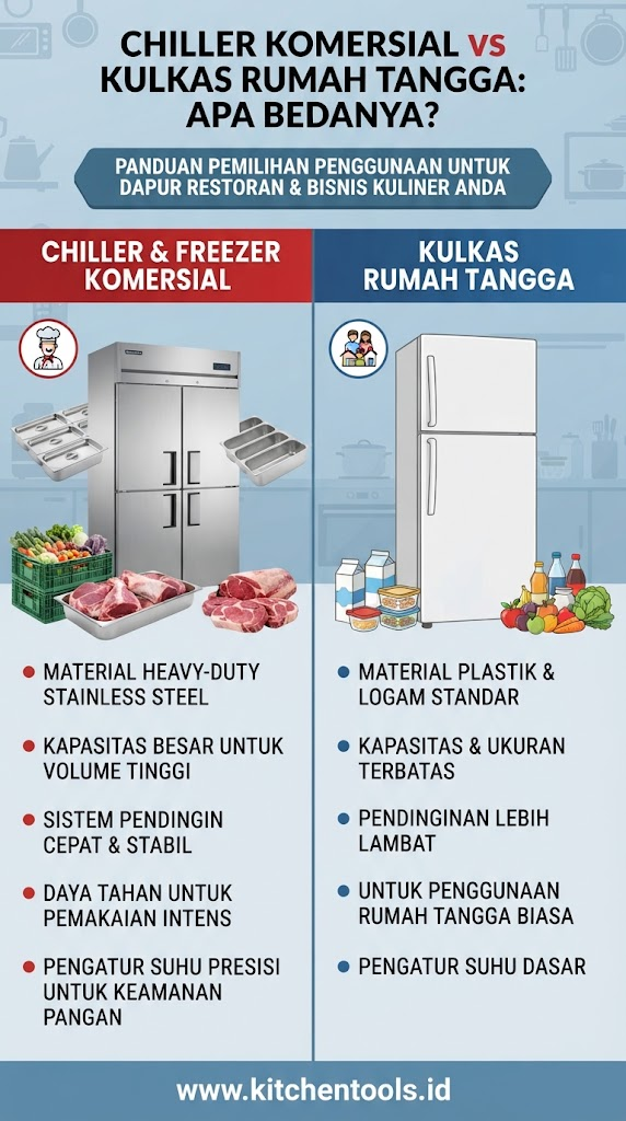 Kenapa Chillers dan Freezer Komersial Berbeda dengan Kulkas Rumah Tangga?