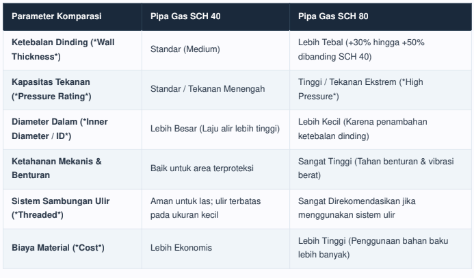 Perbedaan sch 40 dan 80